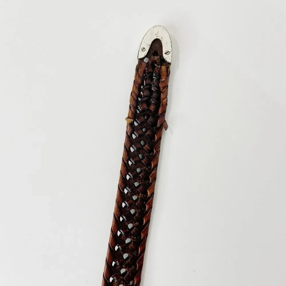 Fossil Brown Braided Belt with Silvertone Buckle Size Medium